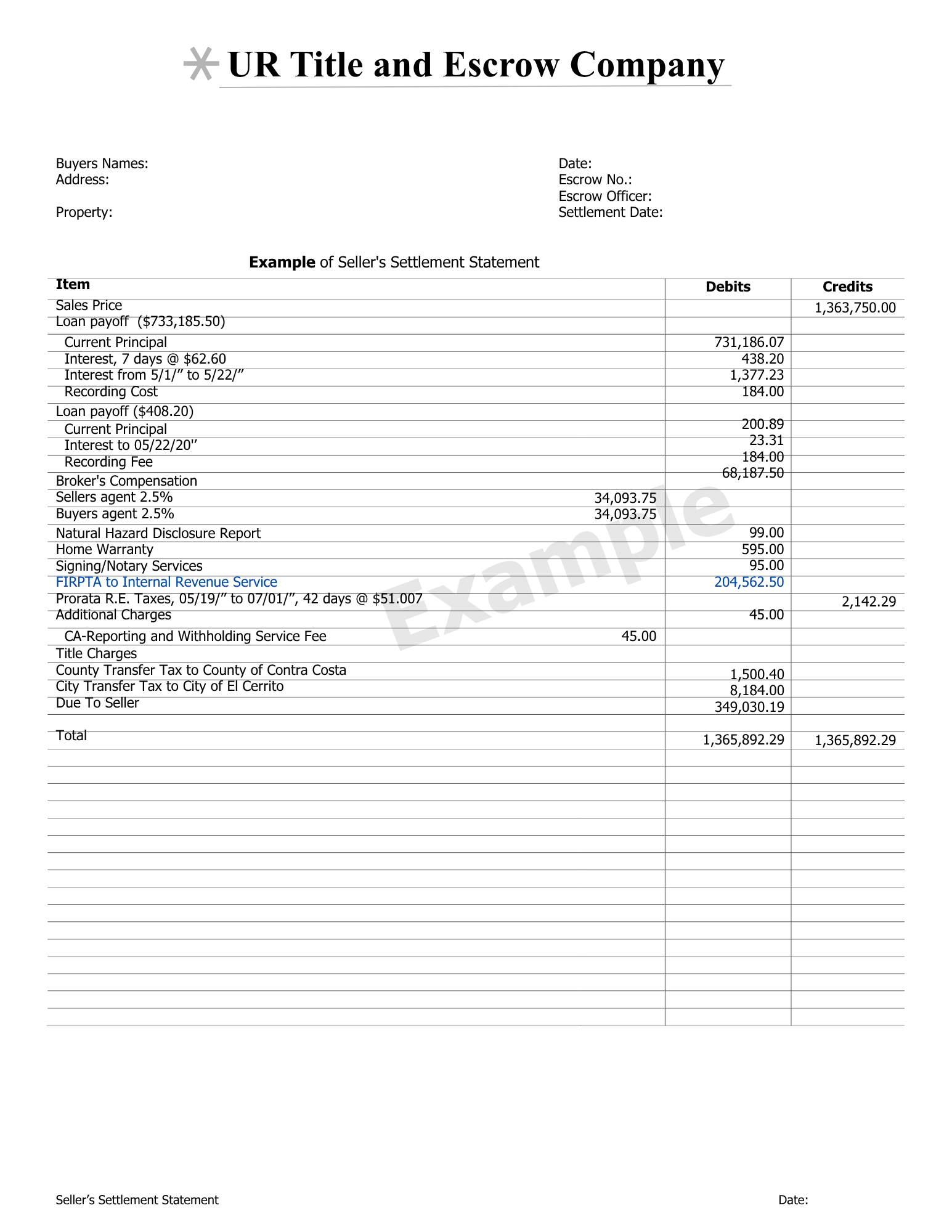 Sellers Closing Cost